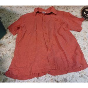 Ron Chereskin "Washable Linen" Men's Button-Up Shirt XL Orange